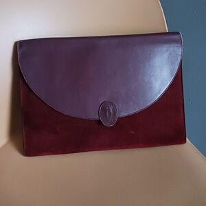 Cartier Must De Cartier Burgundy Leather Clutch Bag